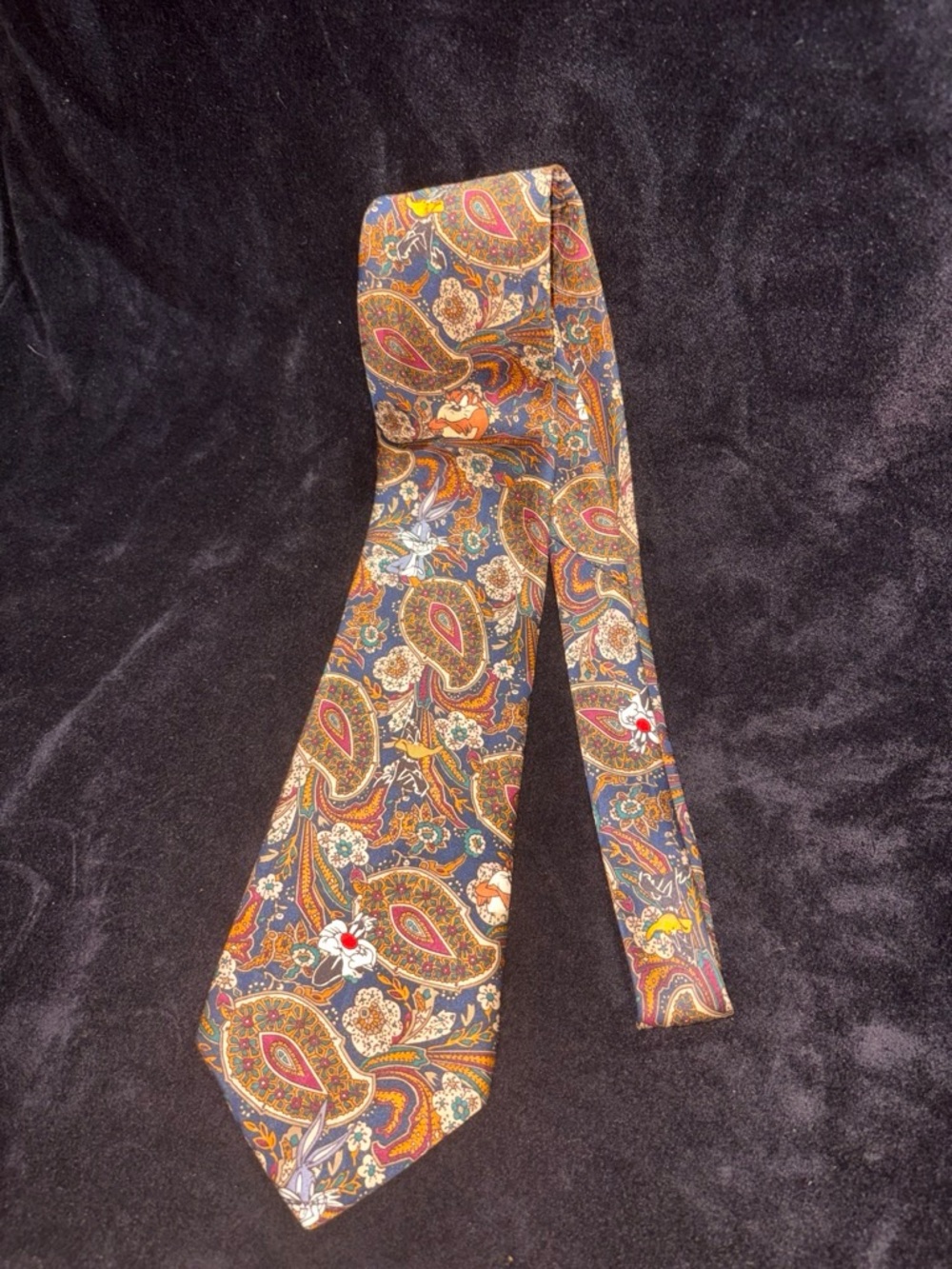 Looney Tunes Mania Men's Vintage 1992 Paisley Cartoon Character Necktie OS EUC